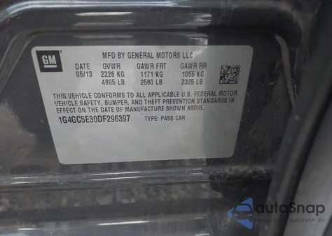 2013 Buick Lacrosse Leather Group из США, поврежденный, VIN 1G4GC5E30DF296397